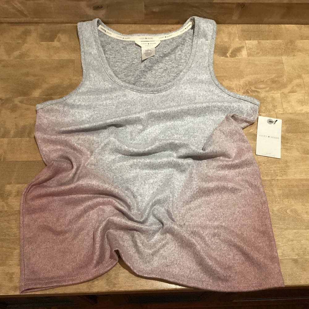 Lucky Brand Grey & Pink Ombré Tank Top Size L